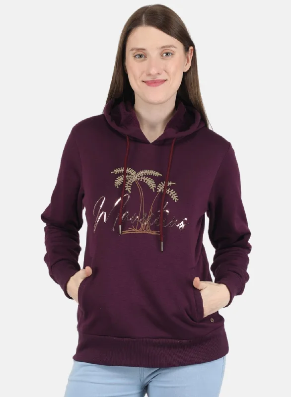 Women Purple Embroidered Sweatshirt