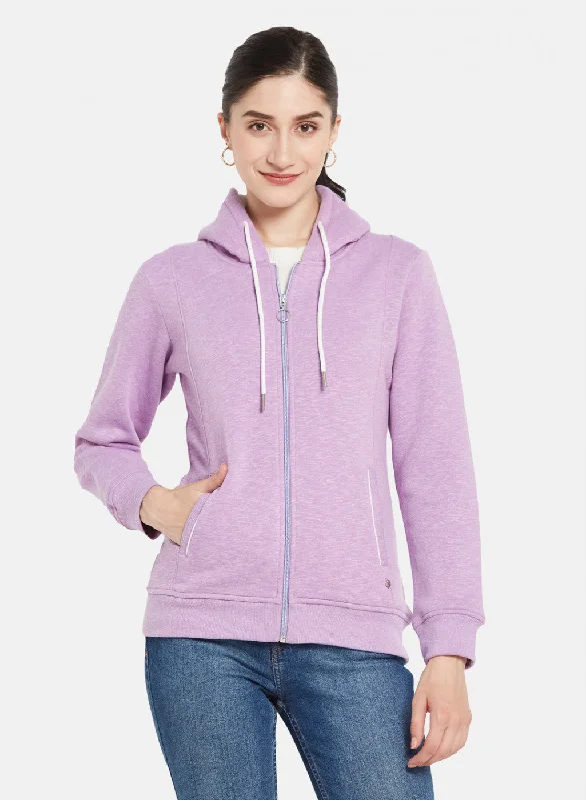 Women Purple Solid Sweatshirt