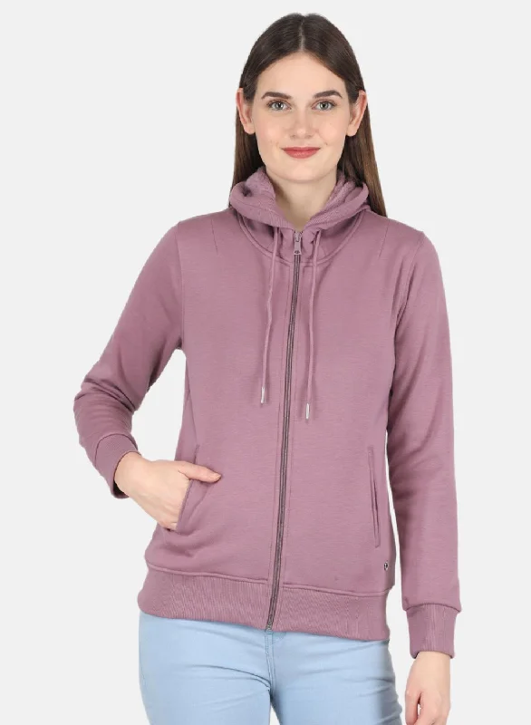 Women Purple Solid Sweatshirt