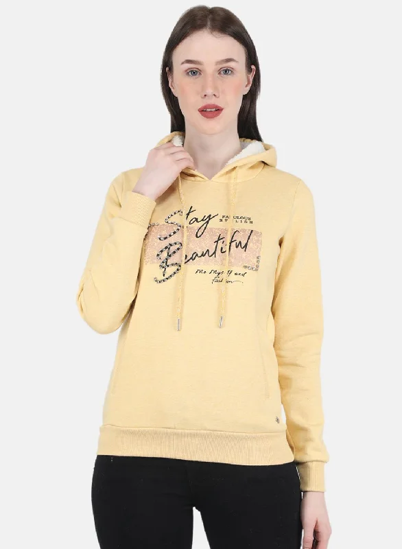 Women Yellow Embroidered Sweatshirt