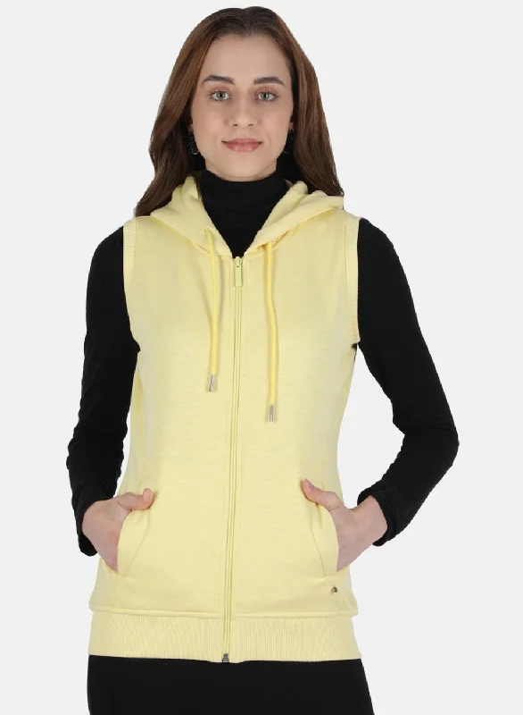 Women Yellow Solid Sweatshirt