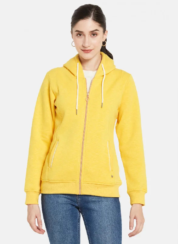 Women Yellow Solid Sweatshirt