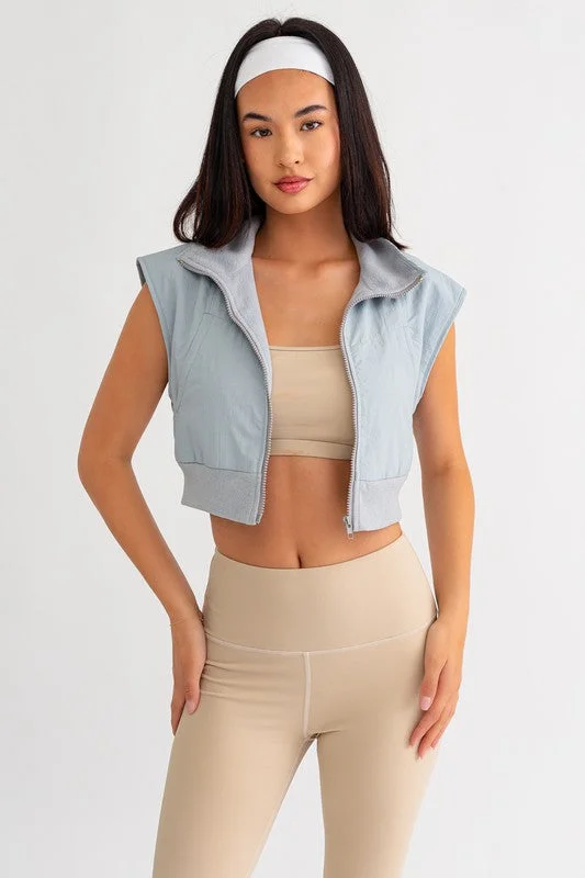 Power Play Sleeveless Crop Vest Jacket