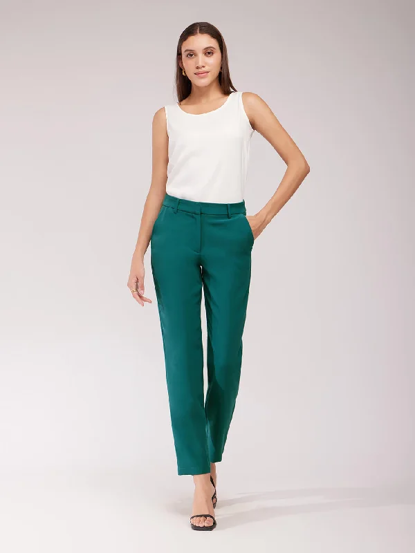 Straight Fit Trousers - Teal