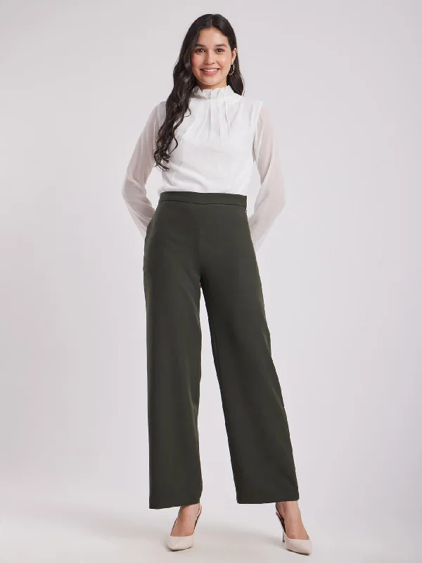 Wide Leg Pants - Olive