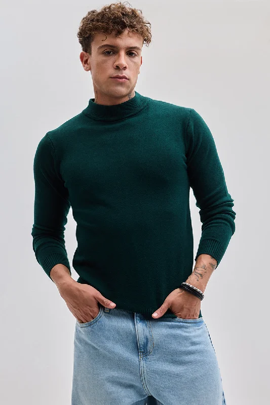 Dark Green Knitted Sweatshirt