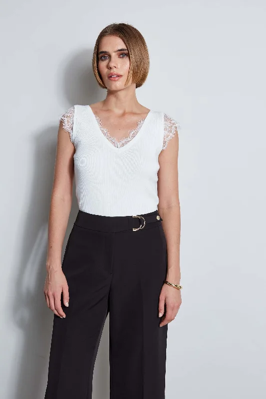 T-Tahari Lace Trim Sweater