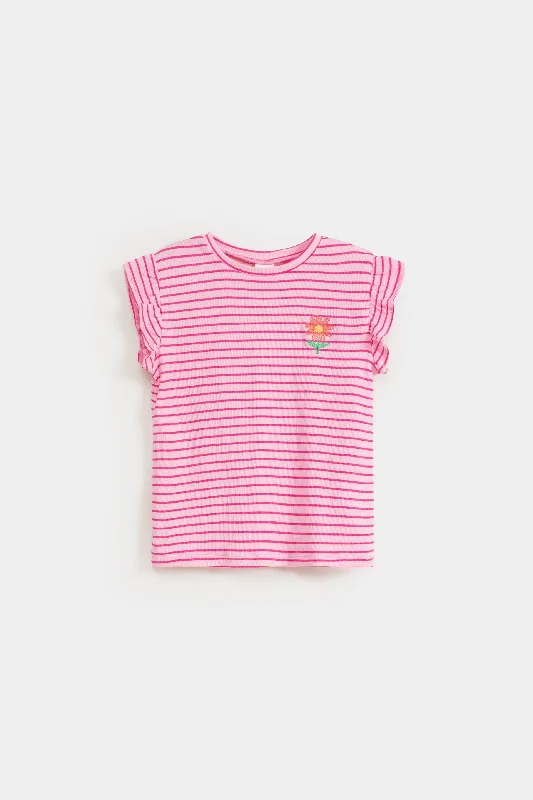 Stripe T-Shirt With Frill Sleeves