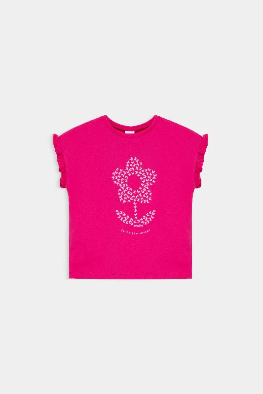 Graphic T-SHIRT With Frill Detail On Armholes