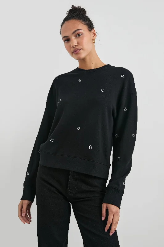 RAMONA SWEATSHIRT - BLACK SILVER STAR EMBROIDERY