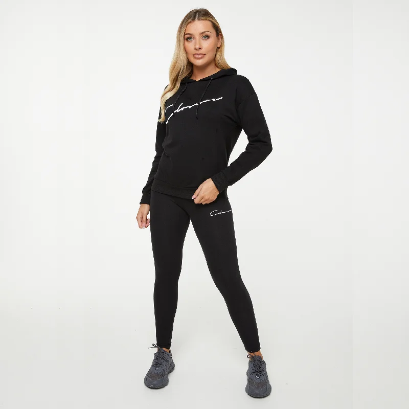 Core Script Hoodie Set | Black