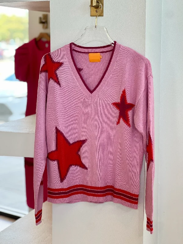 Br028 Berry Star Vneck Sweater