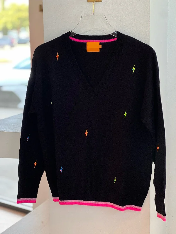 Br098 Black Lightening Bolt Sweater