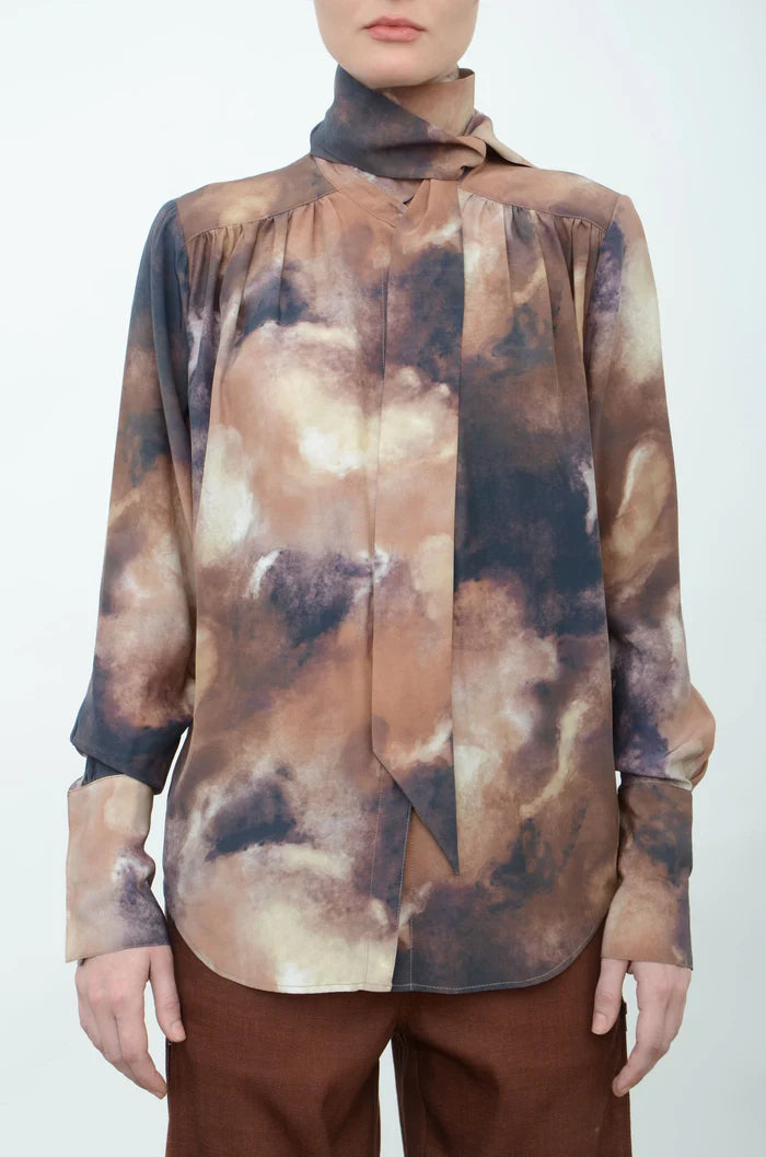 El8657 Tie Dye Camo Blouse