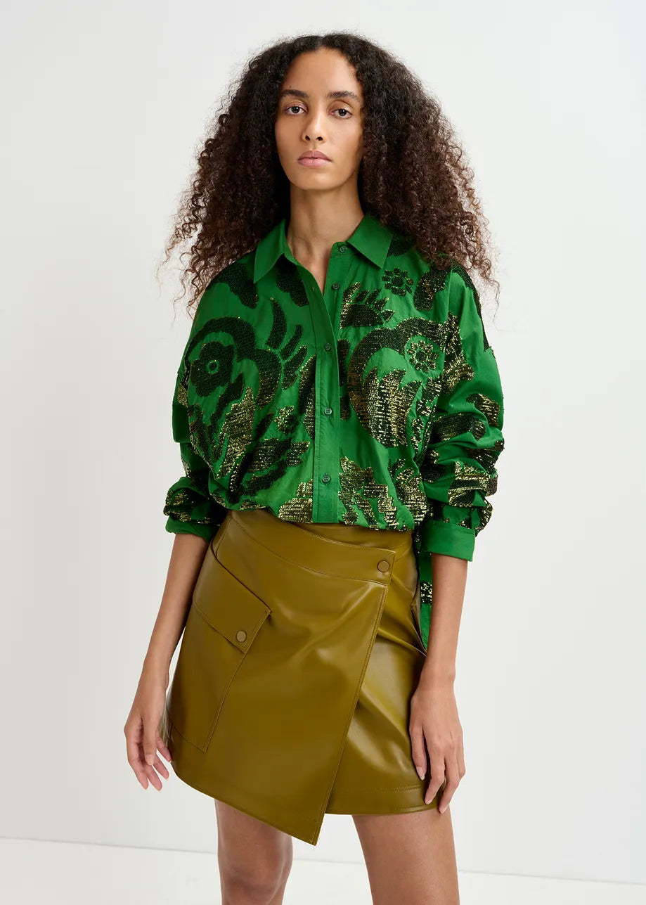 Esgloria Green Sequin Buttondown