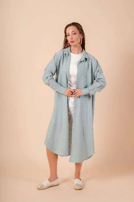 Long Linen Shirt I Mint