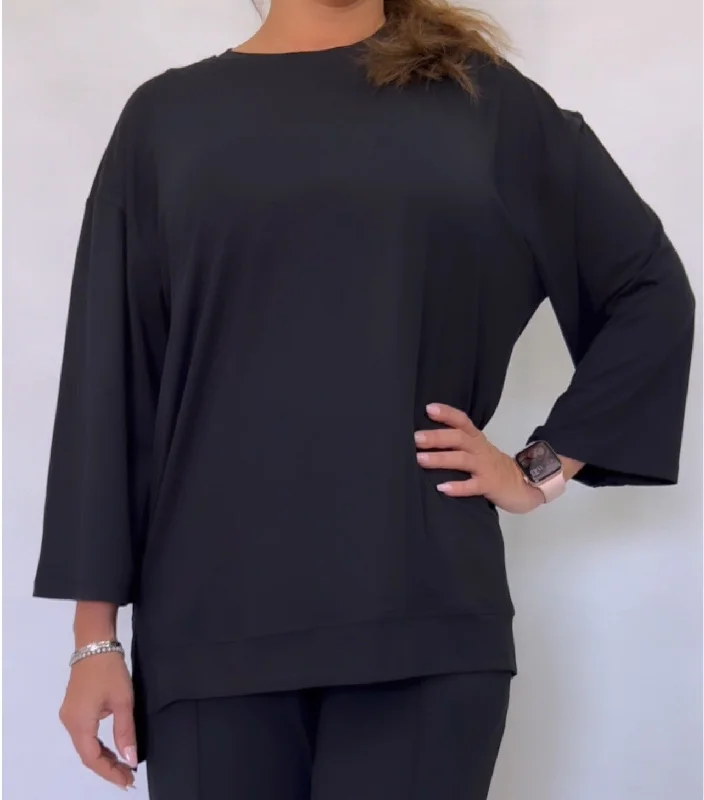 Long Sleeved T-Shirt In Cotton | Black