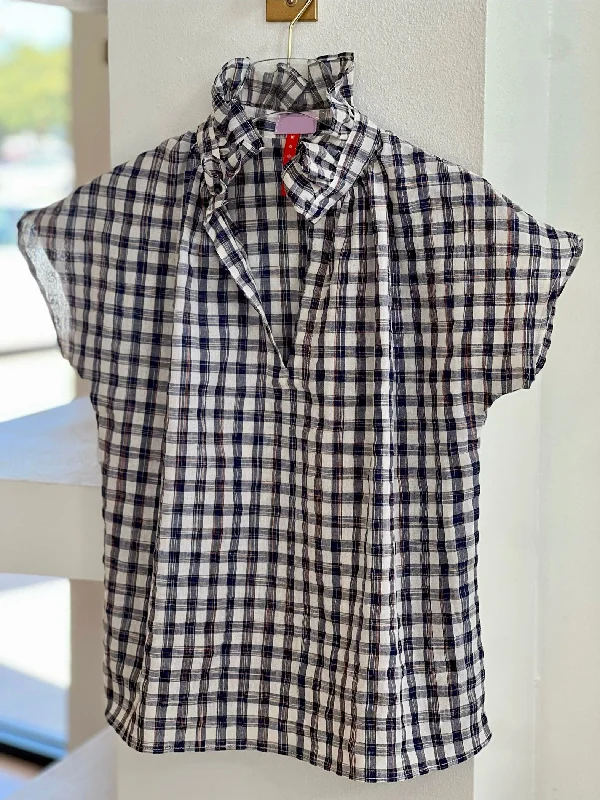 Navy Plaid Top