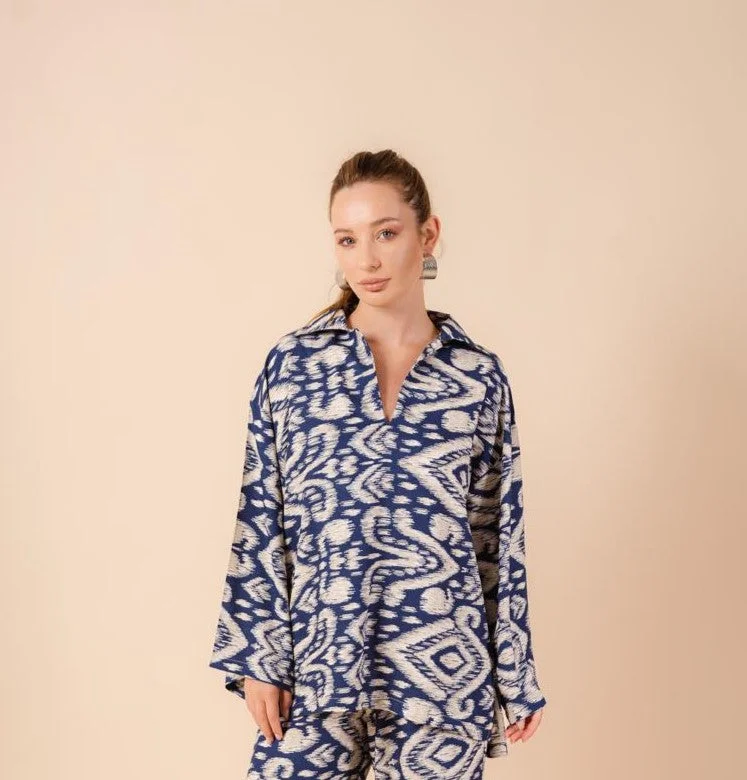 Printed Blouse Summer I Blue