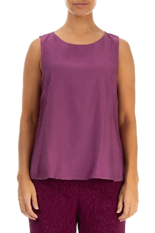 Sleeveless Magenta Silk Top