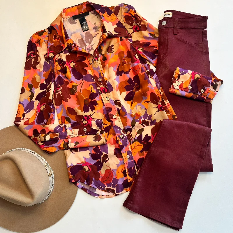 Sm24060 Garnet Floral Top