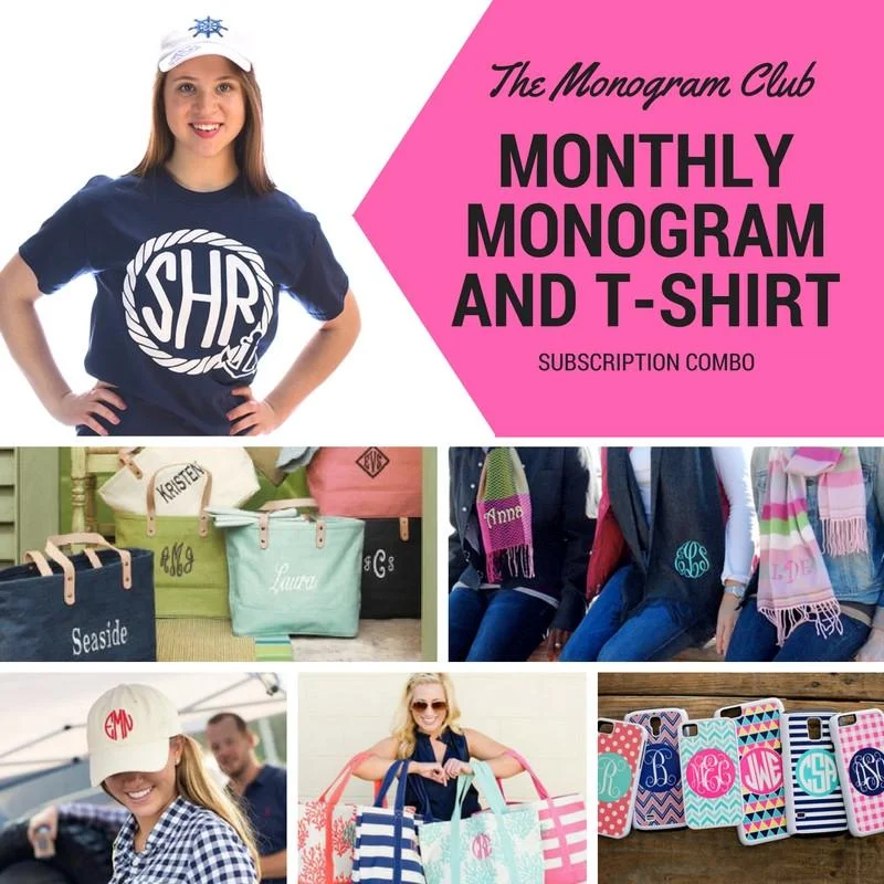 The Monogram Club - Monthly Monogram Box & T-Shirt Subscription - COMBO