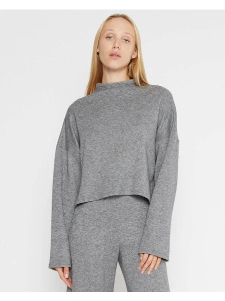 Ri1295 Heather Grey Funnel Neck Top