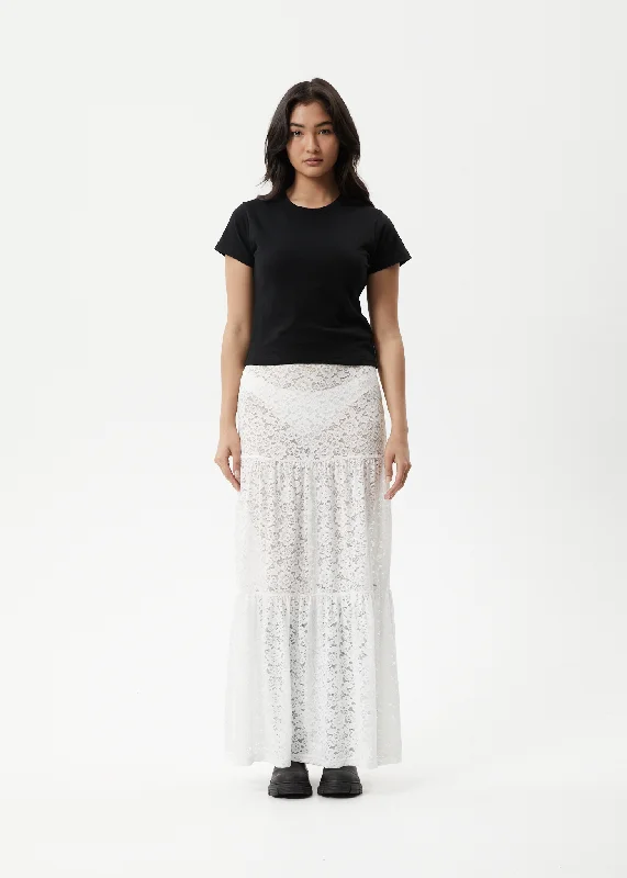 AFENDS Womens Poet - Lace Maxi Skirt - White