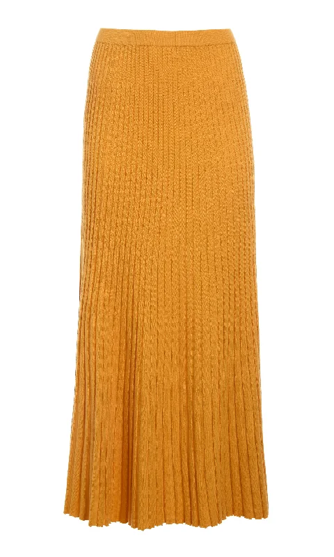 Aurora Knit Maxi Skirt in Yellow Merino Wool