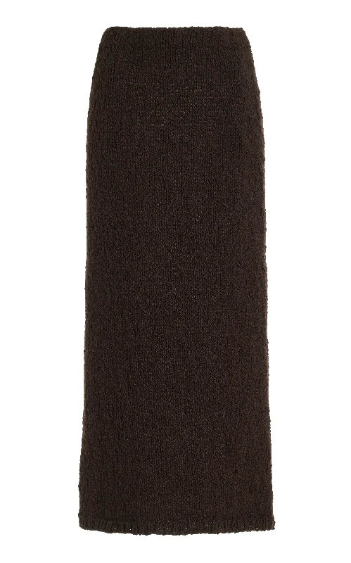 Milne Knit Maxi Skirt in Chocolate Cashmere Boucle